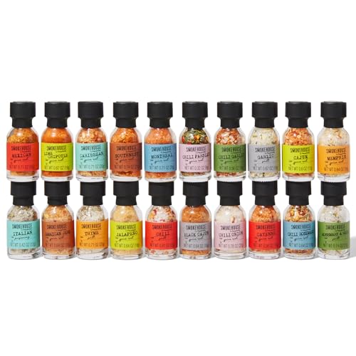 Smokehouse by Thoughtfully Ultimate Grilling Spice Set, Grill Seasoning Gift Set Flavors Include Chili Garlic, Rosemary and Herb, Lime Chipotle, Cajun Seasoning and More, Pack of 20 - Grill Parts America
