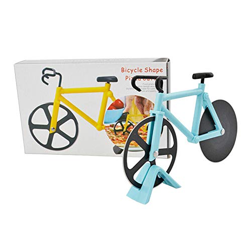 K-SPEED Pizza Cutter, Bicycle Pizza Cutter Stainless Steel Double Pizza Cutter with Non-stick Coating and Display Stand for Holiday Vacation Housewarming Cool Kitchen Gadget, (1PCS Baby Blue) - Grill Parts America