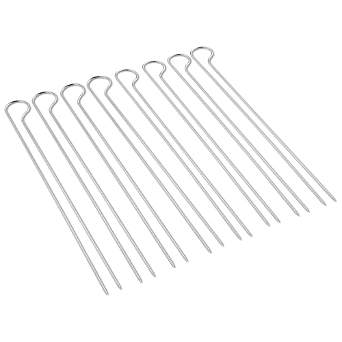 Weber Barbecue Skewers Set - Set of 8 Steel Kebab Skewers with Dual-Pronged Design to Stop Foods Turning on The Grill - 33.7cm, Black/Silver - Grill Parts America