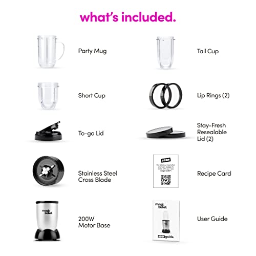 Magic Bullet Blender, Small, Silver, 11 Piece Set - Grill Parts America