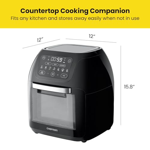 CHEFMAN Multifunctional Digital Air Fryer+ Rotisserie, Dehydrator, Convection Oven, 17 Touch Screen Presets Fry, Roast, Dehydrate, Bake, XL 10L Family Size, Auto Shutoff, Large Easy-View Window, Black - Grill Parts America