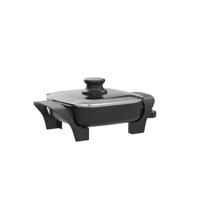 Elite Gourmet EG808 8” x 8" Non-stick Electric Skillet, Dishwasher Safe with Tempered Glass Vented Lid, Rapid Heat Up, 600W, Black - Grill Parts America