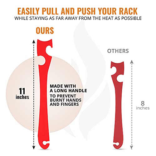 Silicone Oven Rack Push Pull Tool with Longer Handle, Shelf Puller for Air Fryer Toaster Ovens and Kitchen Oven, Stick with Hook Tool for Small Kitchen Appliances, Cool Kitchen Gadgets and Accessories - Grill Parts America