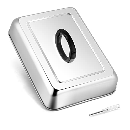 HaSteeL Rectangular Basting Cover, Stainless Steel Cheese Melting Dome Steaming Cover Lid, Heavy Duty Griddle Grill Accessories for Flat Top Teppanyaki BBQ Kitchen Indoor & Outdoor, Dishwasher Safe - Grill Parts America