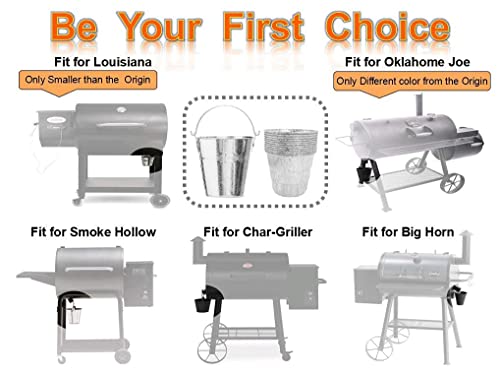 Grease Drip Bucket with12-Pack Disposable Foil Liner Kit Replacement Parts for Traeger Pitboss Oklahoma Joe's, Also Fits Most Wood Pellet Grill & Offset Smokers - Grill Parts America