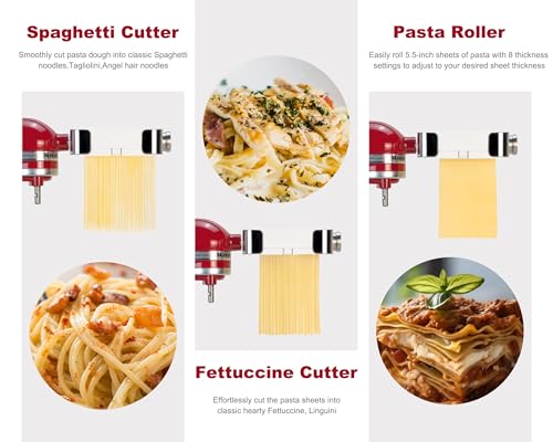 Meat Grinder & Pasta Maker Attachment for ALL Kitchenaid Stand Mixers,Kitchen Aid Mixer Accessories Includes Metal Meat Grinder with Sausage Stuffer Tubesand and Pasta Maker Attachment 3 in 1 Set - Grill Parts America