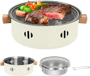 Portable Charcoal Barbecue Grill, 1Pc Small Outdoor Camping Grill (Beige)