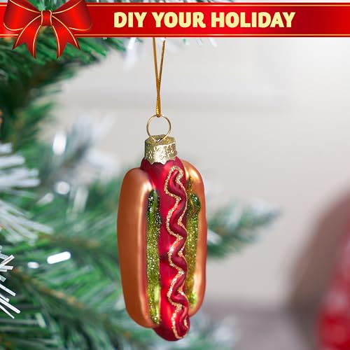 JOIEDOMI Hot Dog Food Blown Glass Large Christmas Ornaments for Christmas Tree Hanging Ornament Outdoor Christmas Decorations Indoor, Xmas Christmas Party Favors Supplies Cute Winter Presents Gift - Grill Parts America