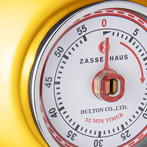 Zassenhaus Magnetic Retro Kitchen, Classic Mechanical Cooking Timer (Yellow), 2.75-Inch - Grill Parts America