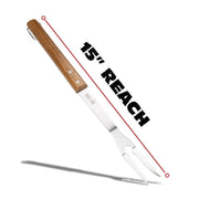 BBQ-AID 3 Piece Grill Set BBQ Accessories - Kitchen Tongs, Metal Spatula & Fork Utensils - Heavy Duty Stainless Steel Barbecue Grill Utensils for Outdoor Grill with Solid Sturdy Wood Handles - Grill Parts America