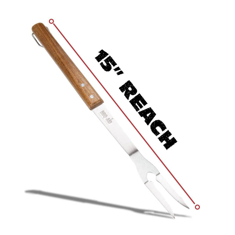 BBQ-AID 3 Piece Grill Set BBQ Accessories - Kitchen Tongs, Metal Spatula & Fork Utensils - Heavy Duty Stainless Steel Barbecue Grill Utensils for Outdoor Grill with Solid Sturdy Wood Handles - Grill Parts America