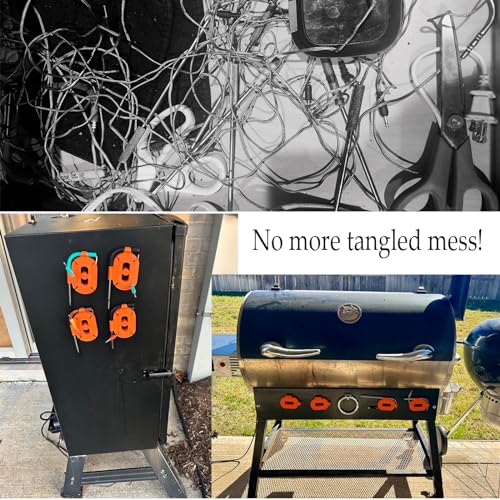 Temperature Probe Spool for BBQ Thermometer with Strong Magnets, Meat Probe Winder Organizer Perfect for Wrapping Wire for Store, Travel, BBQ Grill Accessories Tools - Presents for Men Dad（2-Pack） - Grill Parts America