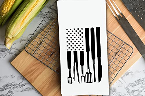 King of the Grill Set of 3 Grilling Towels with Hanging Loop - 100% Cotton Flour Sack Towels - BBQ Father's Day Gift Idea for Men Dad Grandpa - Grill Parts America