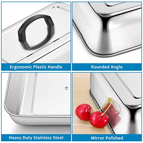 HaSteeL Rectangular Basting Cover, Stainless Steel Cheese Melting Dome Steaming Cover Lid, Heavy Duty Griddle Grill Accessories for Flat Top Teppanyaki BBQ Kitchen Indoor & Outdoor, Dishwasher Safe - Grill Parts America