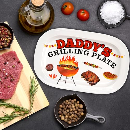 BBQ Daddys Grilling Platter Gifts for Dad Fathers Day Gift Barbecue Serving Tray Plate Dishes Birthday Men Grandpa Outdoor Indoor - Grill Parts America