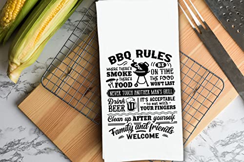 King of the Grill Set of 3 Grilling Towels with Hanging Loop - 100% Cotton Flour Sack Towels - BBQ Father's Day Gift Idea for Men Dad Grandpa - Grill Parts America