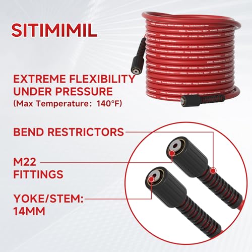 thumbnail image 2 of 50ft 1/4" M22 14mm Power Washer Hose - 5800 PSI For Ryobi, Troy-Bilt & More 2 of 4