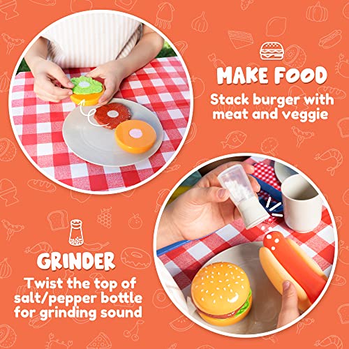 JOYIN 34 PCS Kitchen Toy Set, Toy BBQ Grill Set, Cooking Toy Set, Little Chef Play, Kids Grill Playset Interactive BBQ Toy Set for Kids, Christmas Birthday Gift for Boys Girls Kids - Grill Parts America