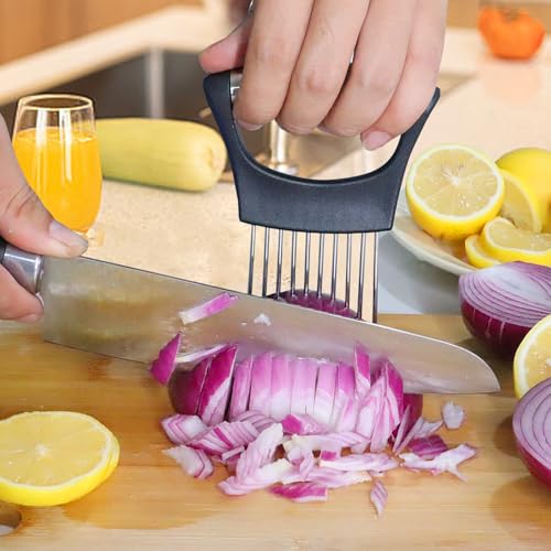 JAYVAR Onion Holder for Slicing, Lemon Slicer Onion Cutter for Slicing, Vegetable Cutter for Potato and Tomato, Avocados, Eggs, Food Slicer Assistant Tool for Slicing Fruit Lemon and Meat - Grill Parts America