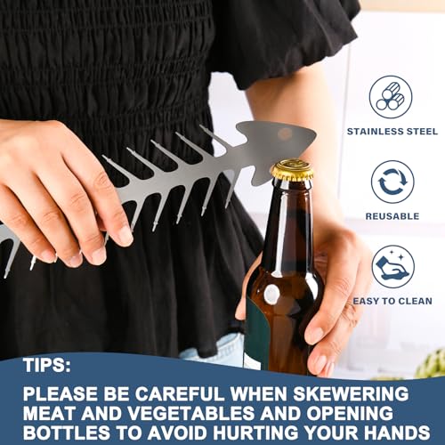 Unique Kabob Skewers for Grilling Rack - BBQ Accessories Grill Stand Tool Mens Gift, Vegetable Barbecue Holder for Christmas Dad Gift Idea, Gift for Fathers Day, Valentines, Birthday, Stocking Stuffer - Grill Parts America