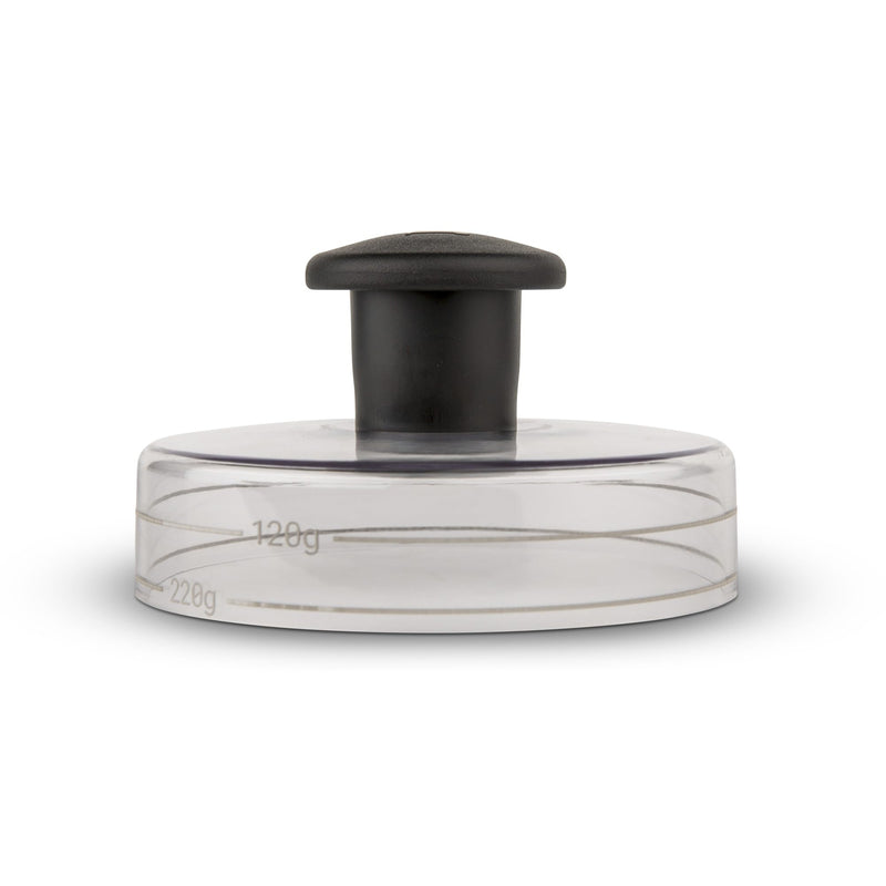 Weber Hamburger Press, for uniform burger patties, for preparing 200 & 120g patties, removable handle for easy storage, dishwasher safe - Black (6400) - Grill Parts America