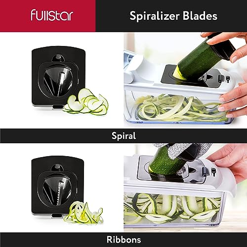 Fullstar Vegetable Chopper - Food Chopper - Onion Chopper - Vegetable Slicer & Spiralizer - Veggie Chopper with Container - Kitchen Gadgets - Home Essentials - Kitchen Accessories (4 in 1, White) - Grill Parts America