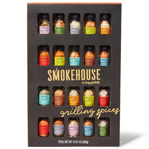 Smokehouse by Thoughtfully Ultimate Grilling Spice Set, Grill Seasoning Gift Set Flavors Include Chili Garlic, Rosemary and Herb, Lime Chipotle, Cajun Seasoning and More, Pack of 20 - Grill Parts America