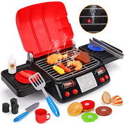 Kids Play Food Grill with Pretend Smoke Sound Light Kitchen Playset BBQ Accessories Camping Cooking Set Barbecue Toddler Girl Boy Toy 2 3 4 5 6 Year Old 4-8 Birthday Kid Outdoor Toy Gift Idea - Grill Parts America
