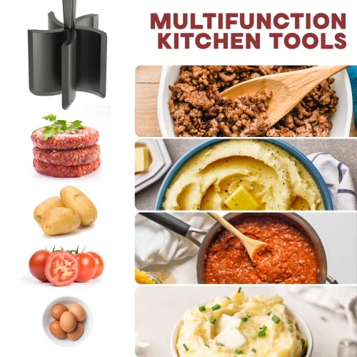 Meat Chopper for Hamburger, Premium Heat Resistant Masher and Smasher for Ground Beef, Ground Turkey and More, Nylon Ground Beef Chopper Tool and Meat Fork, Non Stick Mix Chopper - Grill Parts America