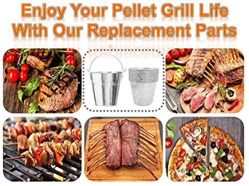 Grease Drip Bucket with12-Pack Disposable Foil Liner Kit Replacement Parts for Traeger Pitboss Oklahoma Joe's, Also Fits Most Wood Pellet Grill & Offset Smokers - Grill Parts America