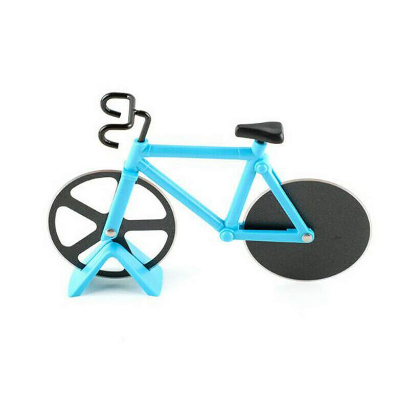 UpTuoLi Bicycle Pizza Cutter Wheel Non-Stick Dual Stainless Steel Cutting Wheels with Display Stand for Housewarming Kitchen Gadget - Grill Parts America