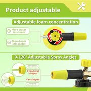 FIXFANS Foam Cannon, Wide Neck Snow Foam Lance with Replacement Adapter for Portland Husky and Ryobi Pressure Washer, Heavy Duty Power Washer Foam Blaster with 1/4 Inch Quick Connector, 5 Nozzle Tips - Grill Parts America