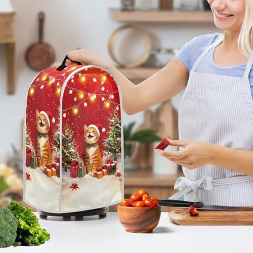 Hudotybom Blender Cover Dust Cover Christmas Cat Food Processor Cover with Top Handle Small Kitchen Appliance Covers Anti Fingerprint Coffee Maker Cover Christmas Decoration - Grill Parts America