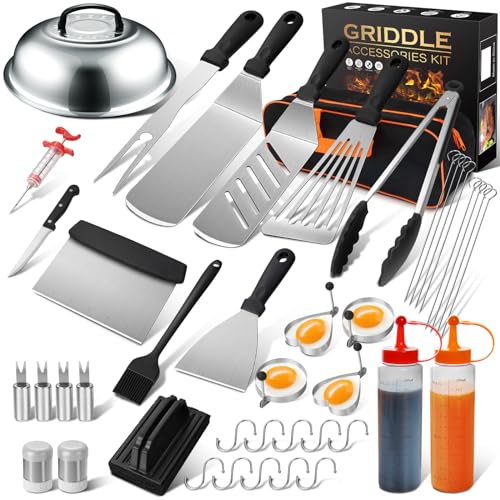 Griddle Accessories Kit, 43PCS Flat Top Grill Accessories Set for Blackstone and Camp Chef, BBQ Spatula Set with Enlarged Spatulas, Basting Cover, Scraper, Tongs for Outdoor - Grill Parts America