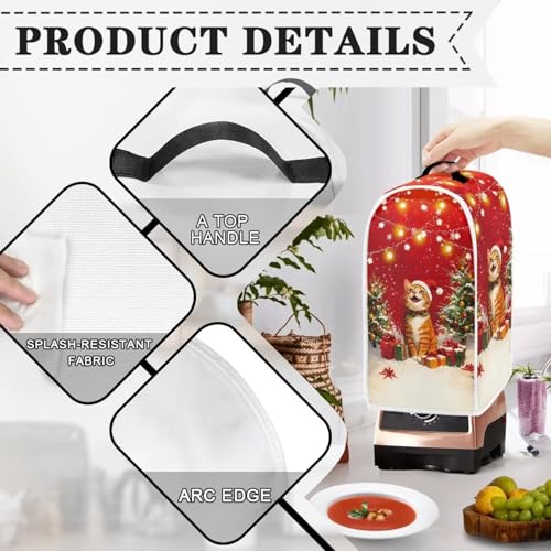 Hudotybom Blender Cover Dust Cover Christmas Cat Food Processor Cover with Top Handle Small Kitchen Appliance Covers Anti Fingerprint Coffee Maker Cover Christmas Decoration - Grill Parts America