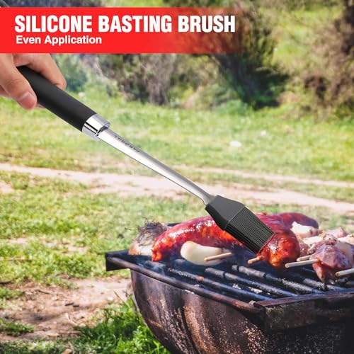 PARGRILL Grill Accessories Heavy Duty BBQ Set Gifts for Men/Women - Premium Stainless Steel Spatula, Fork, Brush & Tongs, Barbecue Utensils Tool Kit Gift for Grilling Lover Outdoor - Grill Parts America