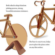 WNX Pizza Cutter, Bicycle Pizza Cutter, Dual Stainless Steel Non-Stick Cutting Wheels for Pizza Lovers, Holiday Vacation Housewarming Kitchen Gadget Cool Men's Gift (Golden) - Grill Parts America
