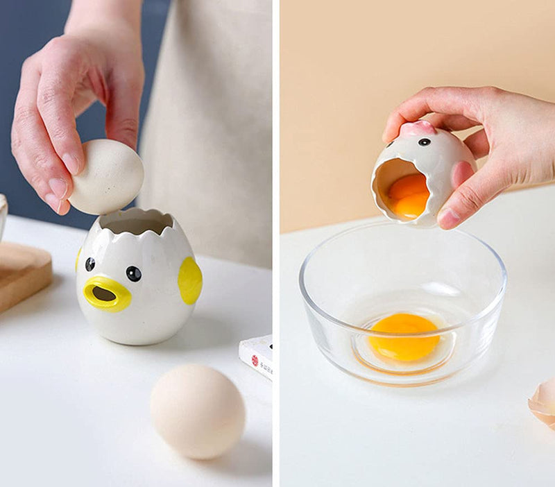 LuoCoCo Cute Egg Separator, Ceramics Vomiting Chicken Egg Yolk White Separator, Practical Household Small Egg Filter Splitter, Kitchen Gadget Baking Assistant Tool, Dishwasher Safe (Yellow) - Grill Parts America
