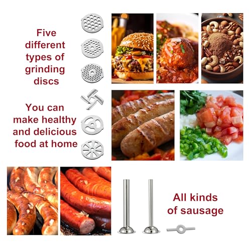 Meat Grinder & Pasta Maker Attachment for ALL Kitchenaid Stand Mixers,Kitchen Aid Mixer Accessories Includes Metal Meat Grinder with Sausage Stuffer Tubesand and Pasta Maker Attachment 3 in 1 Set - Grill Parts America