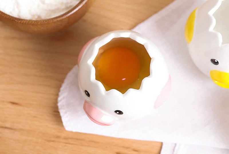 LuoCoCo Cute Egg Separator, Ceramics Vomiting Chicken Egg Yolk White Separator, Practical Household Small Egg Filter Splitter, Kitchen Gadget Baking Assistant Tool, Dishwasher Safe (Yellow) - Grill Parts America