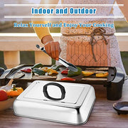 HaSteeL Rectangular Basting Cover, Stainless Steel Cheese Melting Dome Steaming Cover Lid, Heavy Duty Griddle Grill Accessories for Flat Top Teppanyaki BBQ Kitchen Indoor & Outdoor, Dishwasher Safe - Grill Parts America
