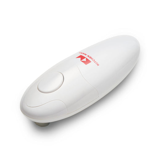 Kitchen Mama Auto Electric Can Opener Open Your Cans with A Simple Press of Button - Automatic, Hands Free, Smooth Edge, Food-Safe, Battery Operated, YES YOU CAN (White) - Grill Parts America