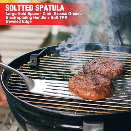 PARGRILL Grill Accessories Heavy Duty BBQ Set Gifts for Men/Women - Premium Stainless Steel Spatula, Fork, Brush & Tongs, Barbecue Utensils Tool Kit Gift for Grilling Lover Outdoor - Grill Parts America