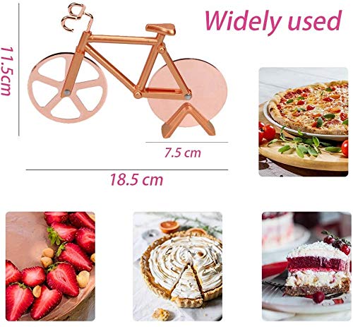 WNX Pizza Cutter, Bicycle Pizza Cutter, Dual Stainless Steel Non-Stick Cutting Wheels for Pizza Lovers, Holiday Vacation Housewarming Kitchen Gadget Cool Men's Gift (Golden) - Grill Parts America