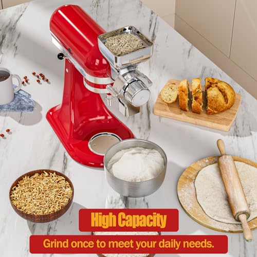 EASCANDY All Metal Grain Mill Attachment Fit for KitchenAid Stand Mixer, 12-Level Adjustable Mill Grain Accessories Fit for Kitchenaid, for Freshly Ground Grains, Coffee Beans, Nuts, Spices, Cereal - Grill Parts America