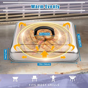 HaSteeL Rectangular Basting Cover, Stainless Steel Cheese Melting Dome Steaming Cover Lid, Heavy Duty Griddle Grill Accessories for Flat Top Teppanyaki BBQ Kitchen Indoor & Outdoor, Dishwasher Safe - Grill Parts America