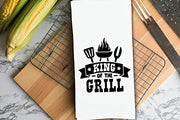 King of the Grill Set of 3 Grilling Towels with Hanging Loop - 100% Cotton Flour Sack Towels - BBQ Father's Day Gift Idea for Men Dad Grandpa - Grill Parts America