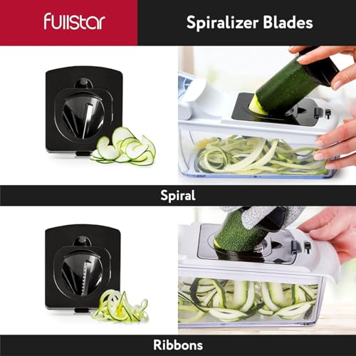 Fullstar Vegetable Chopper - Food Chopper - Onion Chopper - Vegetable Slicer & Spiralizer - Veggie Chopper with Container - Kitchen Gadgets - Home Essentials - Kitchen Accessories (4 in 1, White) - Grill Parts America