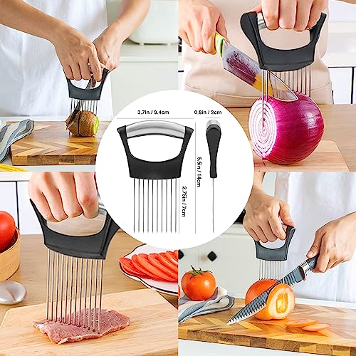 JAYVAR Onion Holder for Slicing, Lemon Slicer Onion Cutter for Slicing, Vegetable Cutter for Potato and Tomato, Avocados, Eggs, Food Slicer Assistant Tool for Slicing Fruit Lemon and Meat - Grill Parts America
