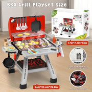Blueyak Toddler BBQ Grill Playset - Kitchen Toy Set with Smoke Sound & Light, Toy Grill BBQ Playset for Kids with Pretend Play Food Toys in/Outdoor Interactive Toys BBQ Cooking Game for Girls Boys - Grill Parts America